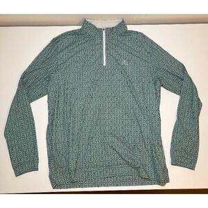 Rhoback Men's Green Patterned Quarter Zip Shirt | XL